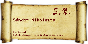 Sándor Nikoletta névjegykártya
