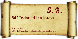 Sándor Nikoletta névjegykártya